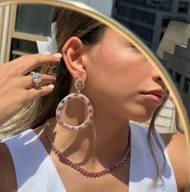 DIANA M. JEWELS Diana M. Jewels 18K Rose Gold Sapphire & Diamond Drop Earrings by The Solist | Thumbnail 2