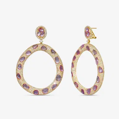 DIANA M. JEWELS Diana M. Jewels 18K Rose Gold Sapphire & Diamond Drop Earrings by The Solist | Thumbnail 3
