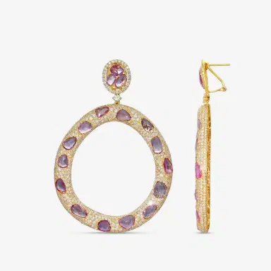DIANA M. JEWELS Diana M. Jewels 18K Rose Gold Sapphire & Diamond Drop Earrings by The Solist | Thumbnail 4