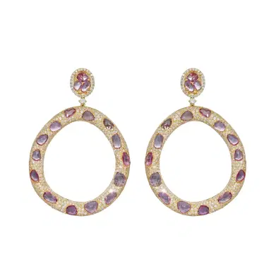 DIANA M. JEWELS Diana M. Jewels 18K Rose Gold Sapphire & Diamond Drop Earrings by The Solist | Thumbnail 1