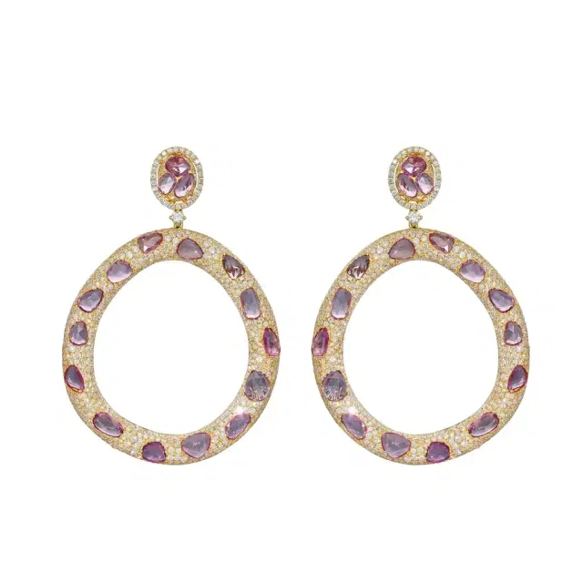 DIANA M. JEWELS Diana M. Jewels 18K Rose Gold Sapphire & Diamond Drop Earrings by The Solist