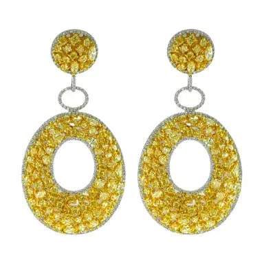 DIANA M. JEWELS Diana M. Jewels 18K White & Yellow Gold Diamond Openwork Earrings by The Solist | Thumbnail 1