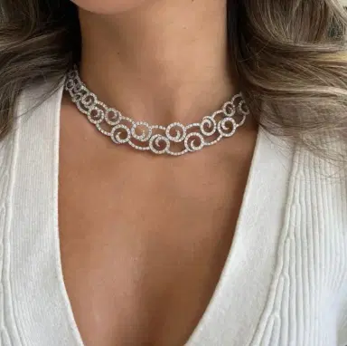 DIANA M. JEWELS Diana M. Jewels 18K White Gold Diamond Swirl Choker Necklace by The Solist | Thumbnail 2