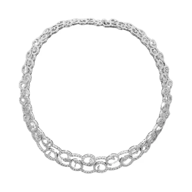 DIANA M. JEWELS Diana M. Jewels 18K White Gold Diamond Swirl Choker Necklace by The Solist