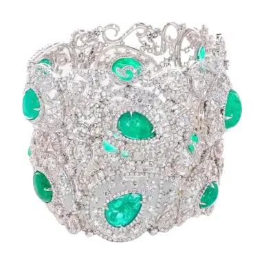 DIANA M. JEWELS Diana M. Jewels 18K White Gold Emerald & Diamond Multi-Strand Bracelet by The Solist | Thumbnail 1
