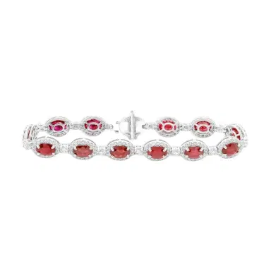 DIANA M. JEWELS Diana M. Jewels 18K White Gold Ruby & Diamond Link Bracelet by The Solist | Thumbnail 1