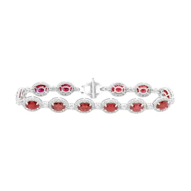 DIANA M. JEWELS Diana M. Jewels 18K White Gold Ruby & Diamond Link Bracelet by The Solist