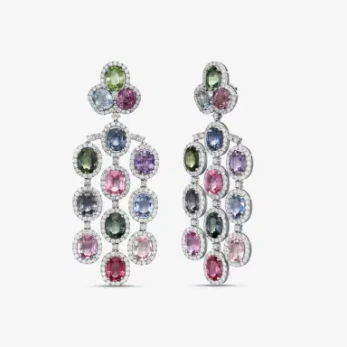 DIANA M. JEWELS Diana M. Jewels 18K White Gold Sapphire & Diamond Chandelier Earrings by The Solist | Thumbnail 3