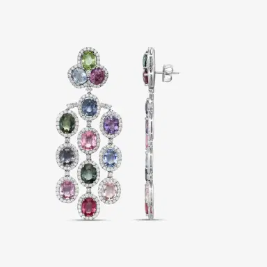 DIANA M. JEWELS Diana M. Jewels 18K White Gold Sapphire & Diamond Chandelier Earrings by The Solist | Thumbnail 4