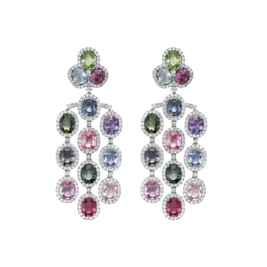 DIANA M. JEWELS Diana M. Jewels 18K White Gold Sapphire & Diamond Chandelier Earrings by The Solist | Thumbnail 1