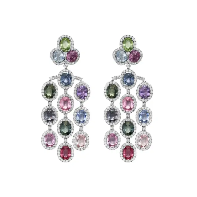 DIANA M. JEWELS Diana M. Jewels 18K White Gold Sapphire & Diamond Chandelier Earrings by The Solist