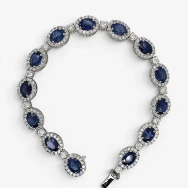 DIANA M. JEWELS Diana M. Jewels 18K White Gold Sapphire & Diamond Link Bracelet by The Solist | Thumbnail 2