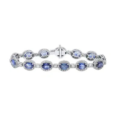 DIANA M. JEWELS Diana M. Jewels 18K White Gold Sapphire & Diamond Link Bracelet by The Solist | Thumbnail 1
