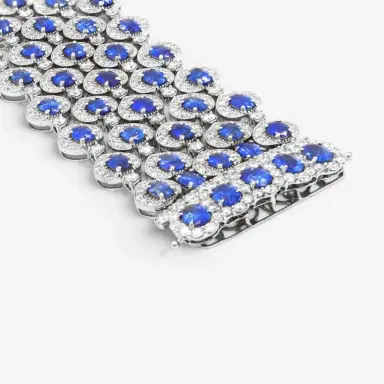 DIANA M. JEWELS Diana M. Jewels 18K White Gold Sapphire & Diamond Multi-Strand Bracelet by The Solist | Thumbnail 2