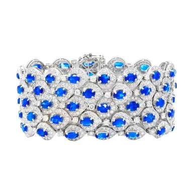 DIANA M. JEWELS Diana M. Jewels 18K White Gold Sapphire & Diamond Multi-Strand Bracelet by The Solist | Thumbnail 1