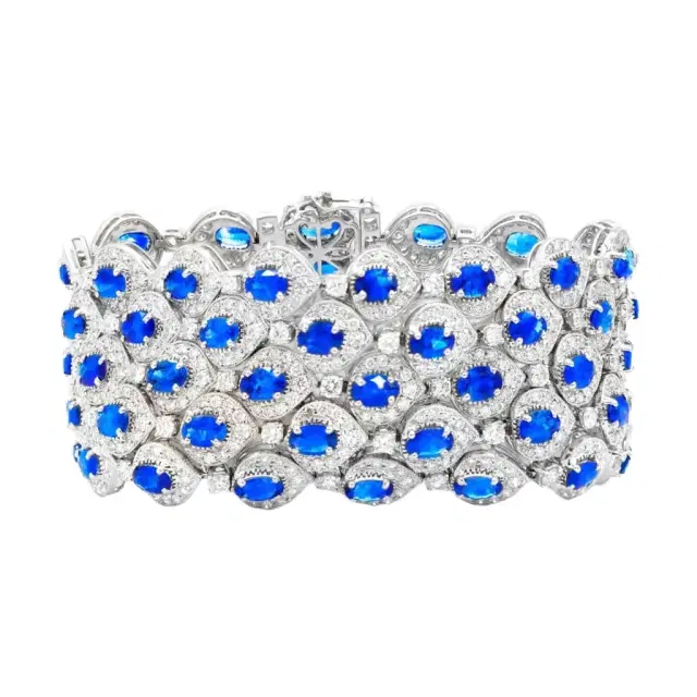DIANA M. JEWELS Diana M. Jewels 18K White Gold Sapphire & Diamond Multi-Strand Bracelet by The Solist