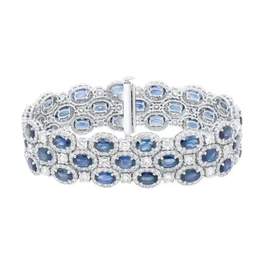 DIANA M. JEWELS Diana M. Jewels 18K White Gold Sapphire & Diamond Multi-Strand Bracelet by The Solist | Thumbnail 1