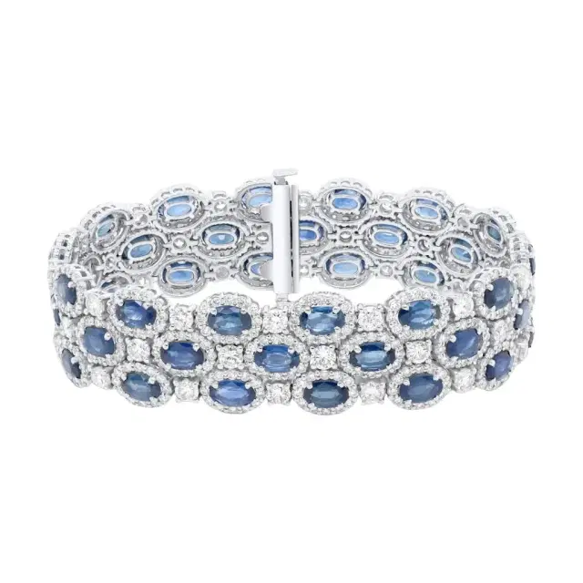 DIANA M. JEWELS Diana M. Jewels 18K White Gold Sapphire & Diamond Multi-Strand Bracelet by The Solist
