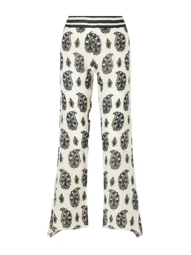 Johanna Ortiz Femininity Dramatic Printed Linen Flared Pants