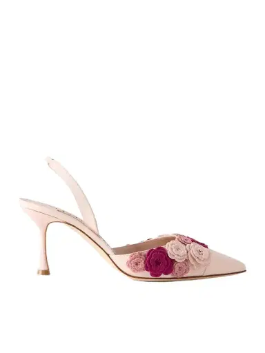Manolo Blahnik Svemutasli 70 Crochet-trimmed Leather Pumps | Thumbnail 1 Manolo Blahnik Svemutasli 70 Crochet-trimmed Leather Pumps | Thumbnail 1