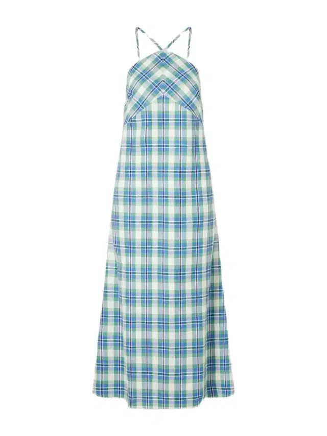 Rosie Assoulin Call Me Maybe Checked Woven Cotton Maxi Dress