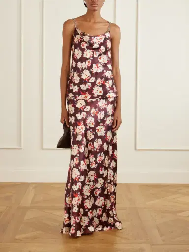 Rabanne Chainmail-embellished Floral-print Silk Maxi Skirt | Thumbnail 2