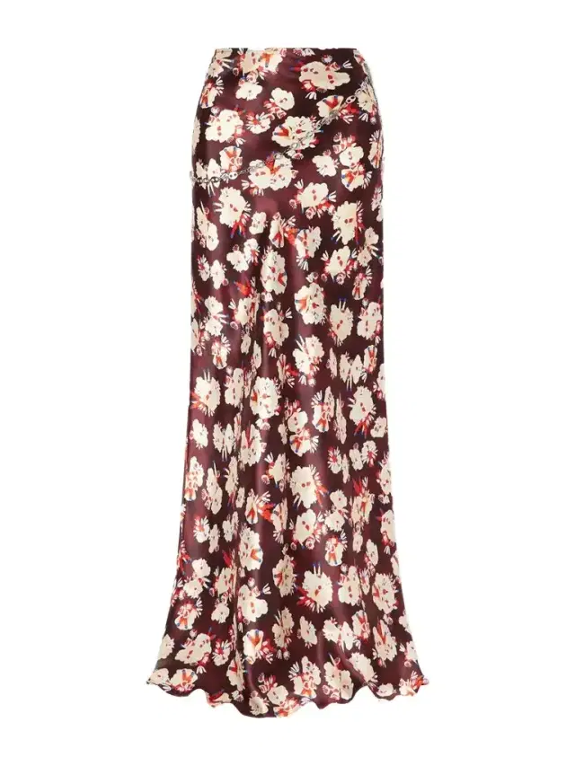 Rabanne Chainmail-embellished Floral-print Silk Maxi Skirt