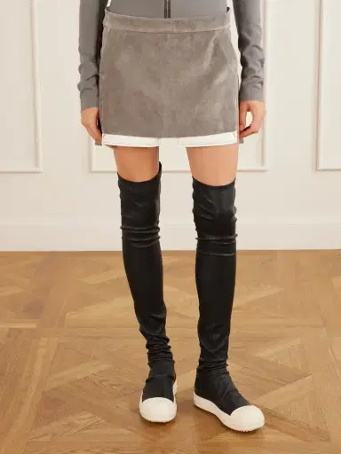 Rick Owens Fog Suede Mini Skirt | Thumbnail 3 Rick Owens Fog Suede Mini Skirt | Thumbnail 3