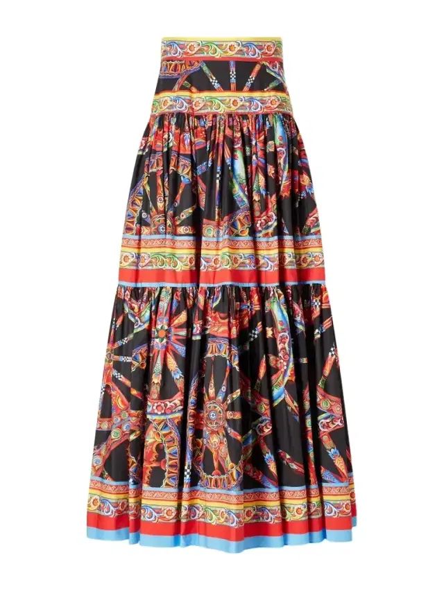 Dolce & Gabbana Carretto Printed Flared Cotton-poplin Maxi Skirt