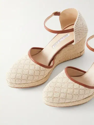 Manolo Blahnik Espadrahi 90 Leather-trimmed Canvas Espadrille Pumps | Thumbnail 5