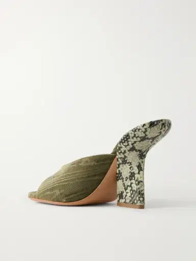 Dries Van Noten Snake-effect Leather-trimmed Velvet-moire Sandals | Thumbnail 3 Dries Van Noten Snake-effect Leather-trimmed Velvet-moire Sandals | Thumbnail 3