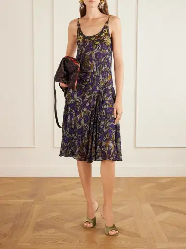 Dries Van Noten Snake-effect Leather-trimmed Velvet-moire Sandals | Thumbnail 4 Dries Van Noten Snake-effect Leather-trimmed Velvet-moire Sandals | Thumbnail 4