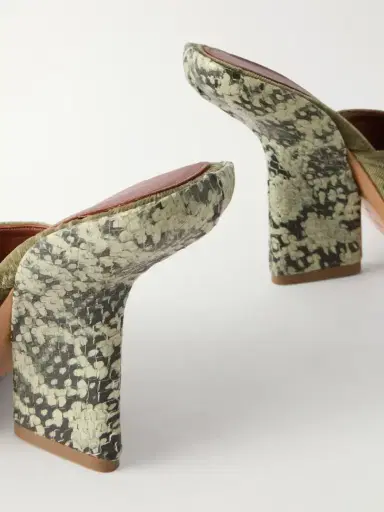 Dries Van Noten Snake-effect Leather-trimmed Velvet-moire Sandals | Thumbnail 5 Dries Van Noten Snake-effect Leather-trimmed Velvet-moire Sandals | Thumbnail 5