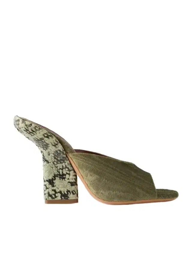 Dries Van Noten Snake-effect Leather-trimmed Velvet-moire Sandals