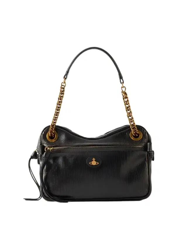 Vivienne Westwood Dolce Medium Orb-embellished Textured-leather Shoulder Bag