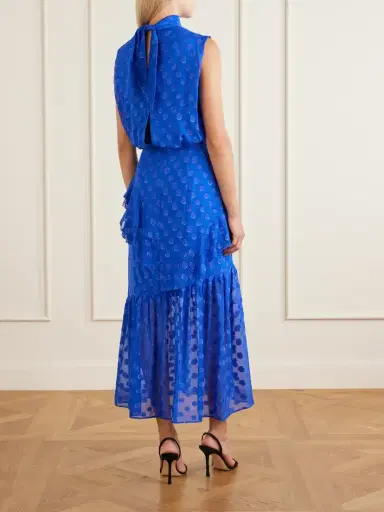 Saloni Fleur Polka-dot Ruffled Fil Coupé Silk-blend Crepe De Chine Midi Dress | Thumbnail 3