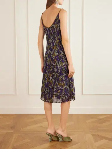Dries Van Noten Embroidered Georgette Midi Dress | Thumbnail 3