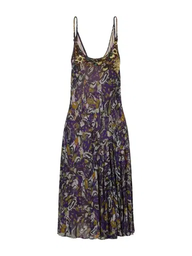 Dries Van Noten Embroidered Georgette Midi Dress | Thumbnail 1