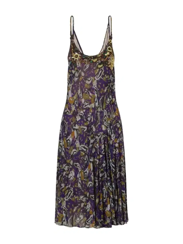 Dries Van Noten Embroidered Georgette Midi Dress