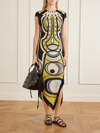 La DoubleJ Fringed Printed Silk-voile Mini Dress | Thumbnail 2