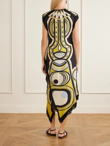 La DoubleJ Fringed Printed Silk-voile Mini Dress | Thumbnail 3