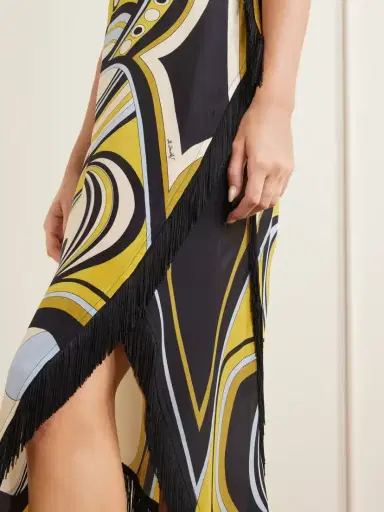 La DoubleJ Fringed Printed Silk-voile Mini Dress | Thumbnail 4