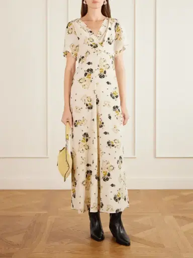 Isabel Marant Falja Draped Floral-print Silk-satin Midi Dress | Thumbnail 2
