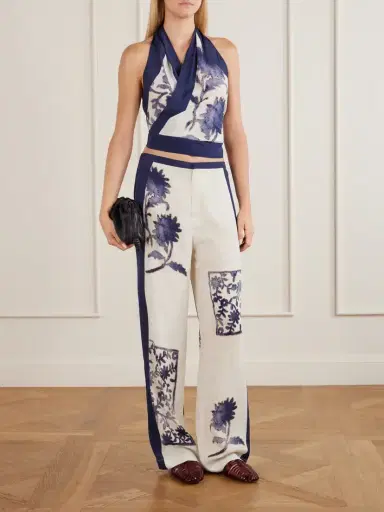 SIR. Phillipa Printed Silk-blend Halter Tank | Thumbnail 2