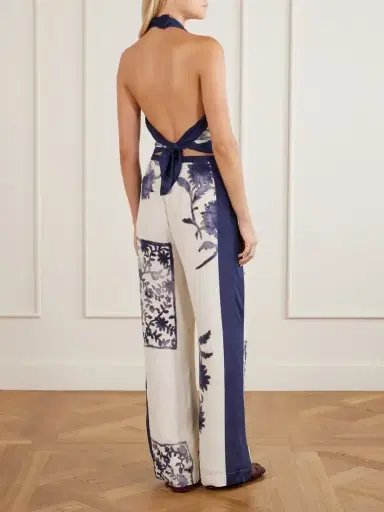 SIR. Phillipa Printed Silk-blend Halter Tank | Thumbnail 3