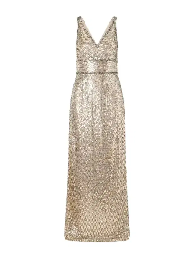 Jenny Packham Odina Crystal-embellished Sequin Tulle Gown