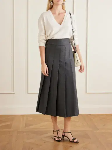 RÓHE Pleated Wool-blend Midi Skirt | Thumbnail 2