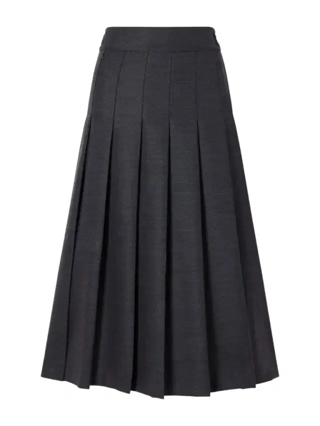 Pleated Wool-blend Midi Skirt