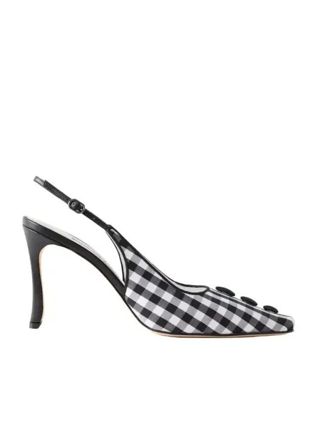 Manolo Blahnik Alexa 90 Embellished Gingham Woven Pumps