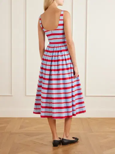 Emilia Wickstead Eglantine Belted Striped Cotton Midi Dress | Thumbnail 3 Emilia Wickstead Eglantine Belted Striped Cotton Midi Dress | Thumbnail 3